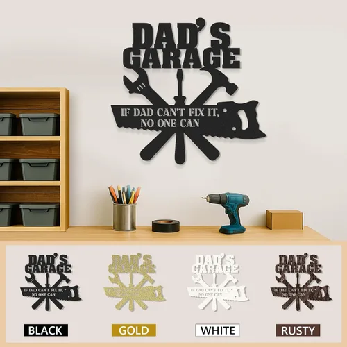 Vista 7 de Letreros de garaje personalizados para hombres, letrero de garaje para papá, letrero personalizado de metal para exteriores, decoración de cueva