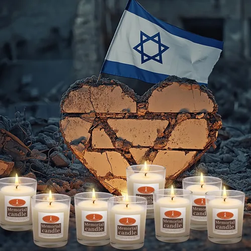 Vista 2 de Paquete de 20 velas conmemorativas de Yahrzeit de cristal, buenas para las fiestas de Yizkor y Yom Kippur, Ner Neshama en vaso de vidrio