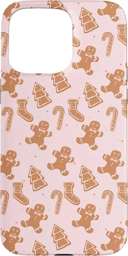 Vista 31 de iPhone 16 Pink Gingerbread Cookie Christmas with Polka Dots Case