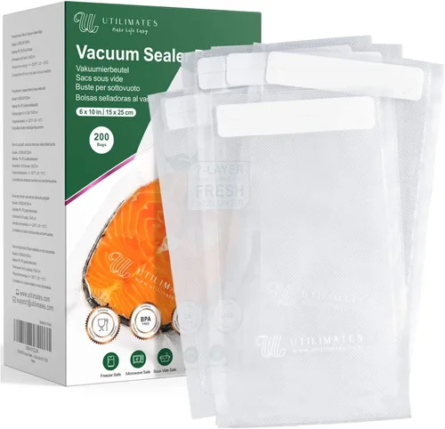 Vista 10 de Bolsas selladoras al vacío para alimentos, 50 x 10 pulgadas, etiqueta preimpresa, sin BPA, bolsas pequeñas para ahorrar alimentos, ideal para bolsas