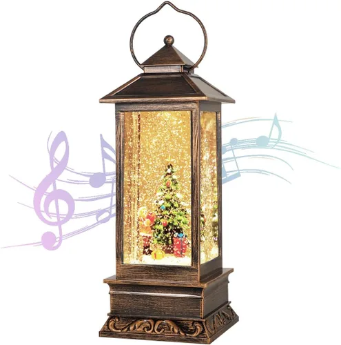 Vista 16 de Linterna de globo de nieve de Navidad, linterna de Navidad con música de 8 temas navideños, regalos de globo de nieve de Navidad con agua