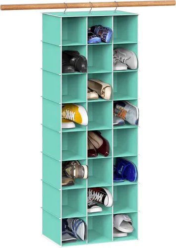 Vista 10 de Simple Houseware Estante de 24 secciones para colgar zapatos, organizador para armario, color negro