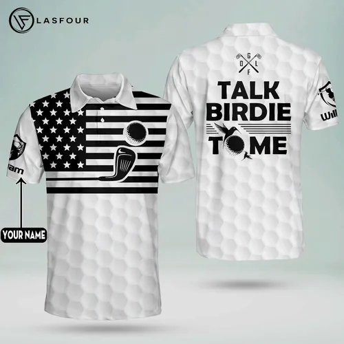 Vista 6 de LASFOUR Camisas de golf divertidas personalizadas para hombres, camisas de golf locas para hombres, camisas de golf con bandera de Estados Unidos