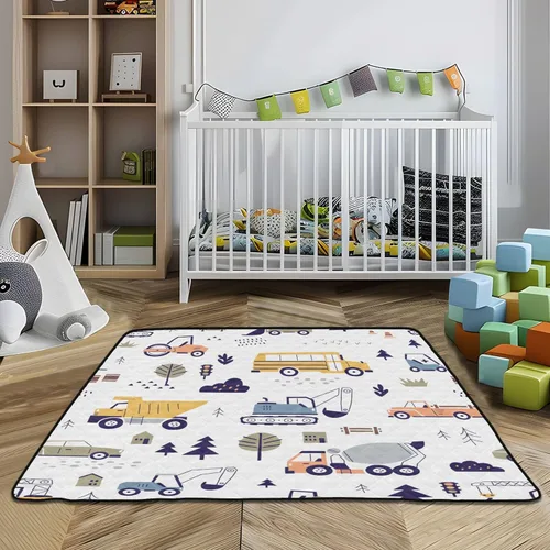 Vista 7 de Construction Vehicles Soft Thick Baby Playmat for Indoor Outdoor Cozy Breathable Playroom Activity Mat for Baby Kids Toddlers Infants, 50'' x 50