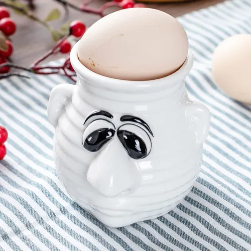 Vista 3 de Divertido separador de huevos de cocina, taza separadora de huevo de cerámica de dibujos animados y yema, apto para lavavajillas, regalo creativo