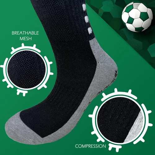 Vista 6 de Vegove Calcetines de fútbol acolchados para hombre con agarre antideslizantes calcetines deportivos hasta la rodilla base de compresión de fútbol
