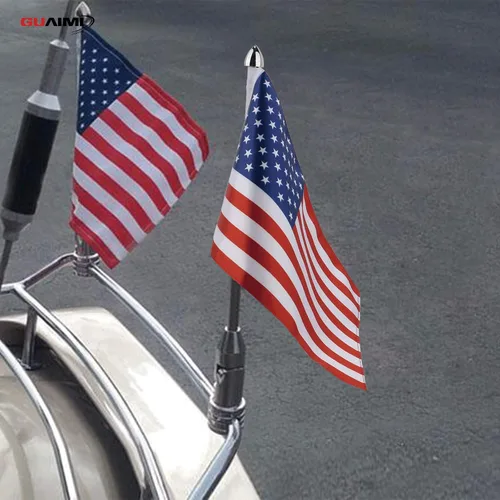 Vista 2 de GUAIMI Soporte de bandera plegable para motocicleta, asta de bandera ajustable con bandera del estado de Texas (bandera estadounidense)