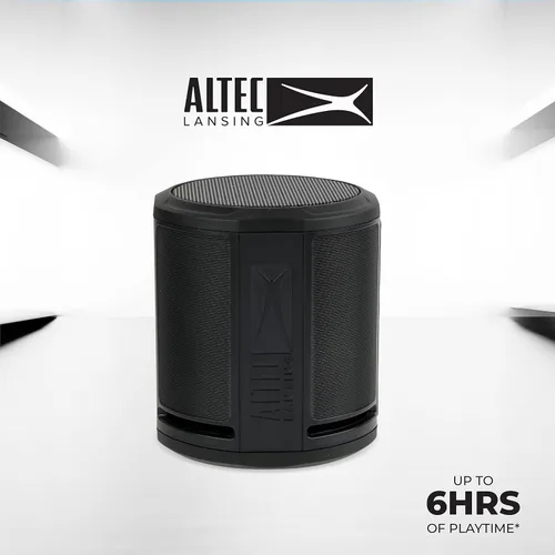 Vista 6 de Altec Lansing HydraMicro - Altavoz Bluetooth impermeable, ligero y portátil para viajes y uso al aire libre, negro