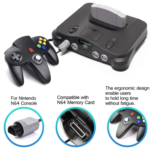 Vista 9 de Suily - Juego de 4 controladores clásicos de 64 mandos para 64 Plug & Play (versión USB no PC) (negrogrisrojoazul)