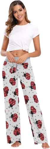 Vista 6 de Pantalones de pijama cómodos y holgados para mujer, con cordón ajustable, pantalones de pierna ancha Palazzo