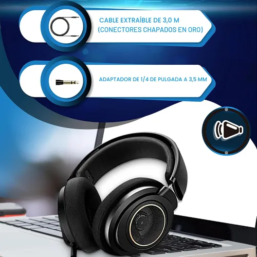 Vista 6 de Philips SHP9600 - Audífonos con cable, ajuste cómodo, parte trasera abierta, controladores Neodimio de 50 mm (SHP9600/00)