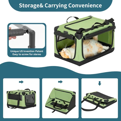 Vista 5 de Petsfit Jaula para gatos – 20 pulgadas ligera, fácil de instalar, resistente jaula portátil para perros, marco ajustable con 3 puertas de malla Verde