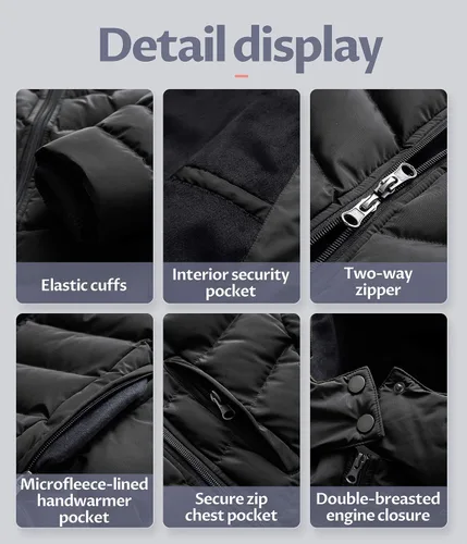 Vista 7 de CREATMO US Abrigo de invierno con capucha para mujer, impermeable, cálido, largo acolchado, parka