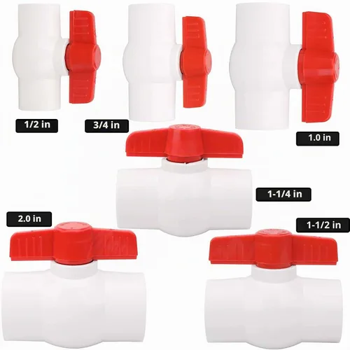 Vista 6 de 4 piezas de válvula de bola de PVC de 1 pulgada enchufe de válvula de cierre de tubo de agua con mango en T rojo para líneas de suministro de agua