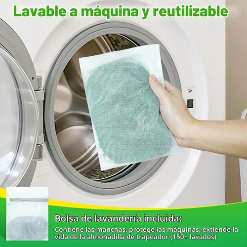 Vista 7 de Almohadillas de microfibra reutilizables compatibles con trapeador Swiffer Sweeper Mop Verde bosque