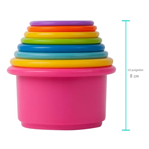 Vista 7 de The First Years Stack & Count Vasos Apilables - Juego de vasos apilables coloridos para bebés, tazas apilables para aprender, juguetes de baño