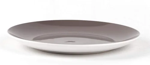 Vista 5 de HomeVss - juego de vajilla de gres en forma de cupé de 18 piezas, exterior blanco + interior taupe gris topo
