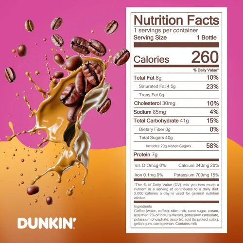 Vista 2 de Dunkin' Botella de café helado de caramelo, 13.7 onzas líquidas, paquete de 12