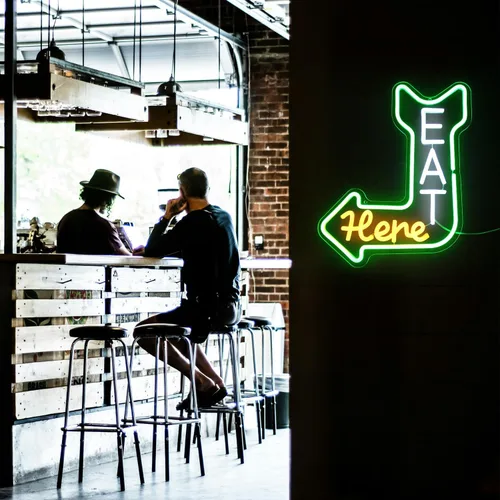 Vista 6 de Letrero de neón con guía de flecha para decoración de bar, restaurante, cocina Dimmable Kitchen Neon Signs for Wall, Diner Neon Light, Acrylic