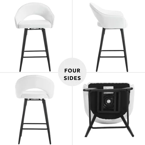 Vista 3 de DUOMAY Juego de 2 taburetes de bar giratorios, modernos taburetes de altura de mostrador de 27 pulgadas, silla de isla de cocina tapizada de Blanco