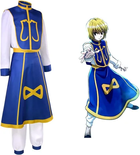 Vista 4 de Disfraz de anime Hunter x Hunter para cosplay Cos Kurapika para fiesta de Halloween, uniforme completo para hombre