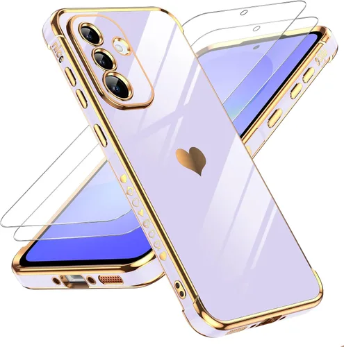 Vista 42 de LeYi Funda para Motorola-G 2025: Love Heart Plating Luxury, Negro