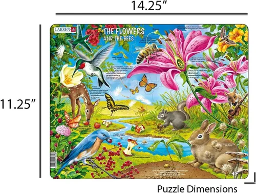 Vista 4 de Larsen Rompecabezas educativo para niños de 55 piezas Flores y abejas
