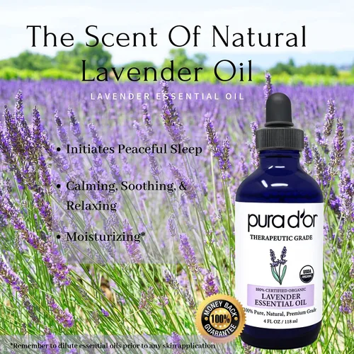 Vista 5 de PURA D'OR Aceites esenciales orgánicos de incienso y lavanda (4 onzas con cuentagotas de vidrio) 100% puros y naturales, grado terapéutico
