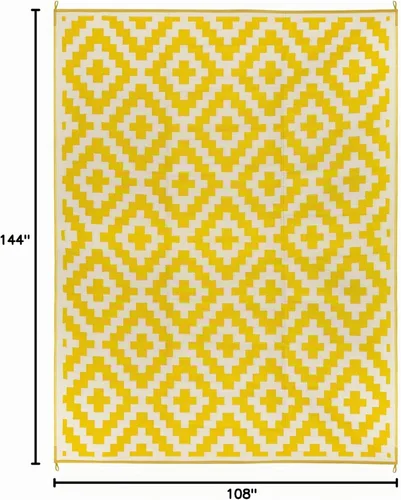 Vista 2 de FH Home - Alfombra para exteriores de camping, impermeable, resistente a la decoloración, reversible, plástico reciclado de alta calidad, acabado