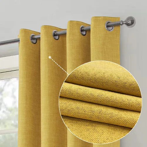 Vista 13 de always4u Cortinas 100% opacas con textura de lino, tejido casual, cortinas con aislamiento térmico para sala de estar, dormitorio, 2 paneles, beige