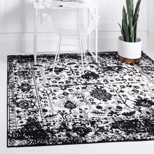 Vista 15 de Unique Loom Portland Collection - Alfombra central (2 pies 2 pulgadas x 3 pies 1 pulgada, rectangular, negro y blanco/negro)