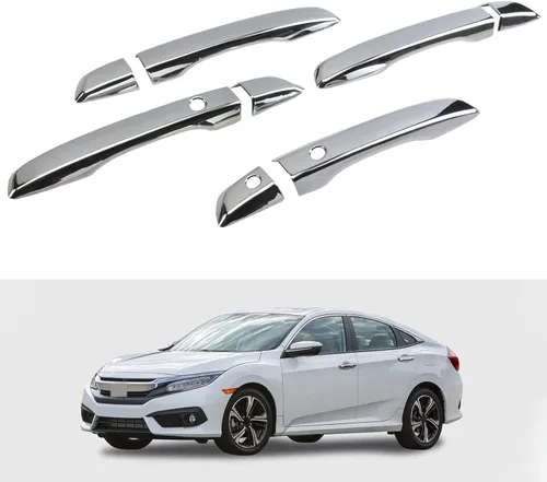 Vista 11 de Cubierta de Manija de Puerta Compatible con Honda Civic de 10ª Generación Sedan Hatchback Coupe Tipo R 2016 2017 2018 2019 2020 2021 Manijas