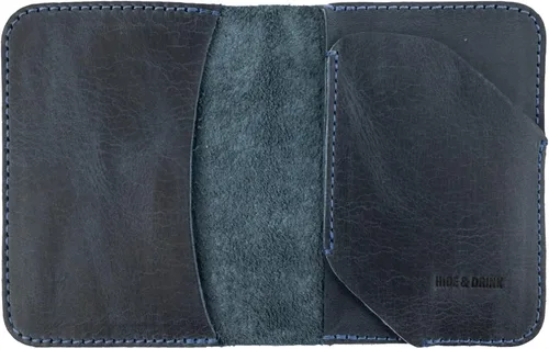 Vista 10 de Hide & Drink, Billetera plegable para tarjetas diagonal, hecha a mano de cuero de grano completo, almacenamiento compacto con clase, profesional