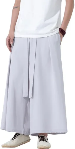 Vista 11 de Seidarise Pantalones de yoga japoneses de lino estilo harén de pierna ancha para hombre, estilo harén, estilo hip hop, holgados