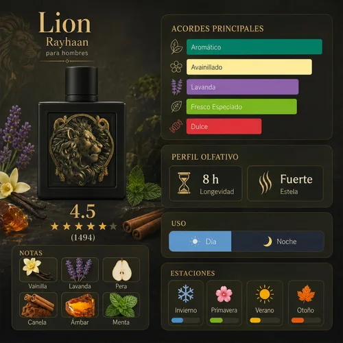 Vista 2 de Rayhaan Lion Eau De Parfum Spray for Men, 3.4 Ounce