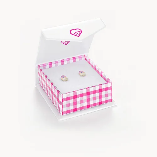 Vista 5 de 14k Yellow Gold Colorful Enamel Cupcake Screw Back Earrings for Toddlers & Young Girls - Multicolor Fun & Fashionable Screw Backs for Children & Kids