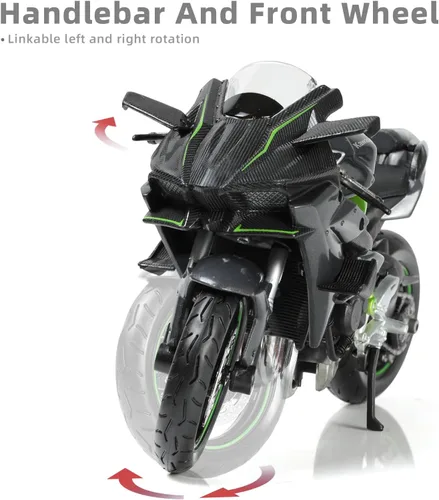 Vista 4 de Motocicleta fundida a presión 1:12 compatible con Kawasaki Ninja 1:12 H2r