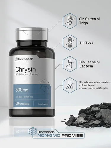 Vista 4 de Horbäach Suplemento de Crisina 500mg 60 Cápsulas Extracto de flor