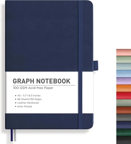 Vista 61 de RETTACY Cuaderno de diario con puntos y viñetas, 192 páginas, tamaño mediano A5 (5.7" x 8.3"), tapa dura de cuero, papel grueso de 100 gsm