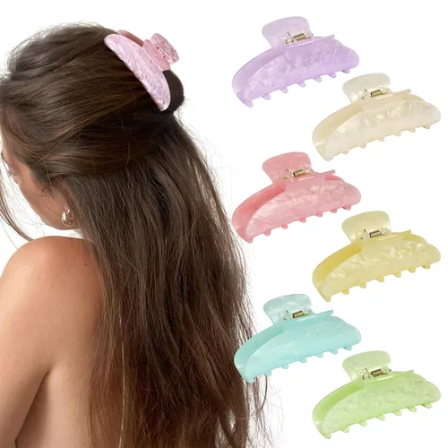 Vista 10 de 10 pinzas para el cabello medianas para cabello grueso/fino, agarre fuerte, antideslizante, pinza de mandíbula para el cabello, accesorios