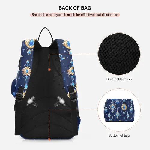 Vista 4 de Tenni - Bolsa de raqueta de bádminton bonita y resistente con joyas brillantes azules y doradas, bolsa de gimnasio para mujeres, hombres