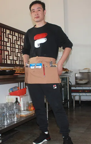 Vista 3 de Resist water 3 big Pockets Waist Server Apron Kitchen Restaurant Unisex Half Aprons