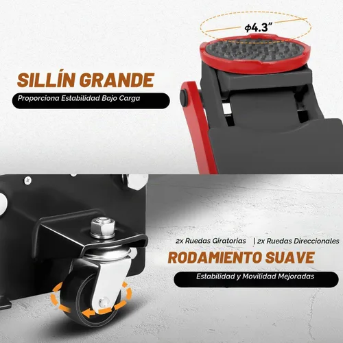 Vista 5 de Auto Dynasty Gato de piso de perfil bajo de 3 toneladas, gato hidráulico de acero resistente para automóvil con bomba de elevación rápida de Negro