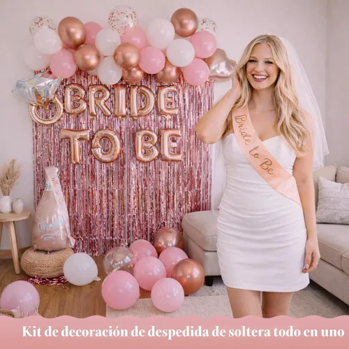 Vista 5 de VIDAL CRAFTS Juego de 62 piezas de decoraciones de oro rosa para despedida de soltera – Decoración para despedida de soltera con globos de confeti