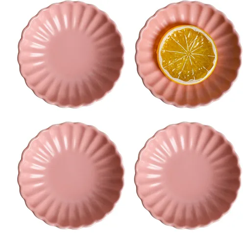 Vista 10 de Gaolinci Plato de cerámica con forma de flor de 3.5 pulgadas, mini condimento lateral, platos para servir aperitivos, juego de platillos pequeños