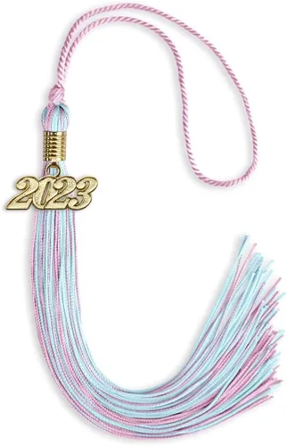 Vista 212 de Endea Graduation - Borla de doble color mixto con fecha dorada (negro/dorado antiguo, 2021)