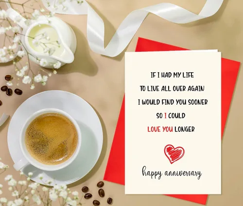 Vista 3 de Tarjeta de feliz aniversario para novia, novio, esposa, marido, divertida tarjeta de aniversario con texto en inglés "If I had My Life to Live All