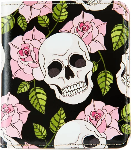 Vista 8 de Walle Rfid - Cartera pequeña y compacta con bolsillo plegable para mujer, minicarjetero de viaje con ventana de identificación, Cereza Negra, Lindo