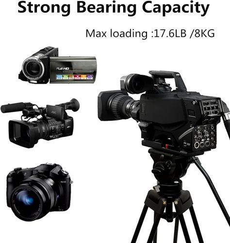Vista 7 de Trípode de video profesional resistente de 62 pulgadas/62.2 in, aluminio Twin Tube, 360 Degree Fluid Head, Mid-Level Spreader, For DSLR Camcorder