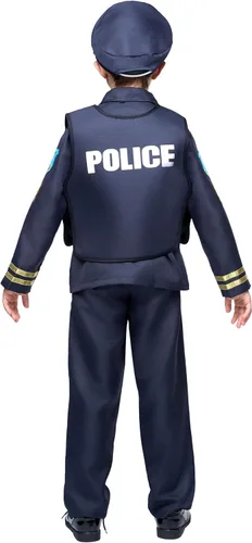 Vista 5 de Spooktacular Creations Disfraz de policía para niños (niños) en estilo oscuro prémium para eventos temáticos de policía, fiestas y más